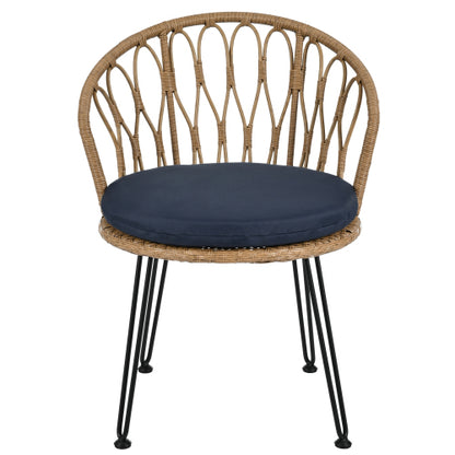 U_STYLE Outdoor Leisure Set, 2 Rattan Single Chairs with A Glass Round Table, Perfectly Suited for Patios, Balconies, and Courtyards