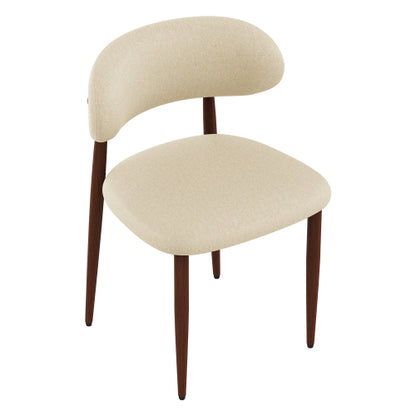 Chenille Upholstered Metal Dining Chairs, Set of 2, Cream