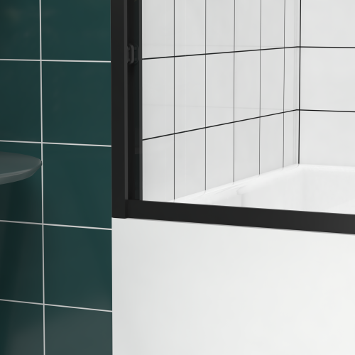 56-60"x58" Aluminum Frame Double Sliding Bathtub Screen,Bypass Bathroom Sliding Door with Premium 1/4" (6mm) Clear Tempered Glass, Black Hardware Sliding Glass Shower Enclosure,Matte Black Finished