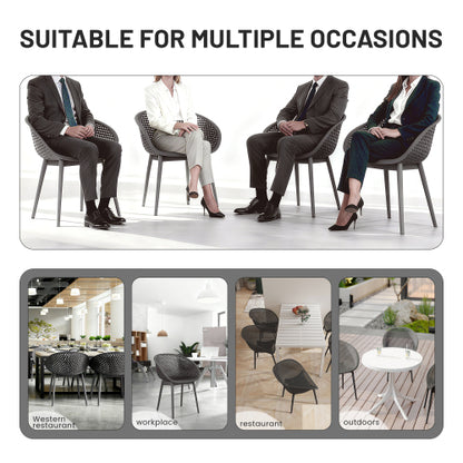 Holiday - 2-Pack Warm Grey Modern Lounge Chairs – Indoor/Outdoor All-Weather PP Plastic with Modern folding indoor/outdoor multi-functional square table- PP tabletop with metal legs(White, khaki)