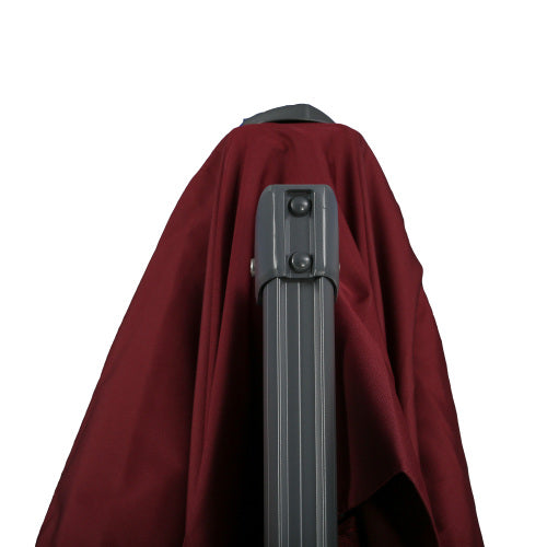 Outsunny 10ft Offset Patio Umbrella, Hanging Cantilever Umbrella, Square Shape, Aluminum Cross Base, Tilt, 360-Degree Rotation, Red