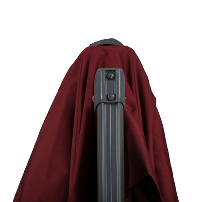 Outsunny 10ft Offset Patio Umbrella, Hanging Cantilever Umbrella, Square Shape, Aluminum Cross Base, Tilt, 360-Degree Rotation, Red