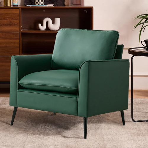 2-PCS Green Cat-Paw Faux-Leather Nordic Retro Light-Luxury Single Sofa Chair