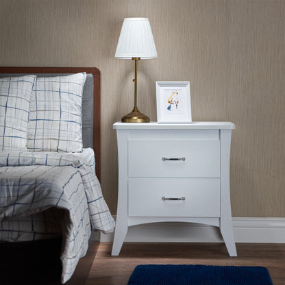 White 2-Drawer Wooden Nightstand