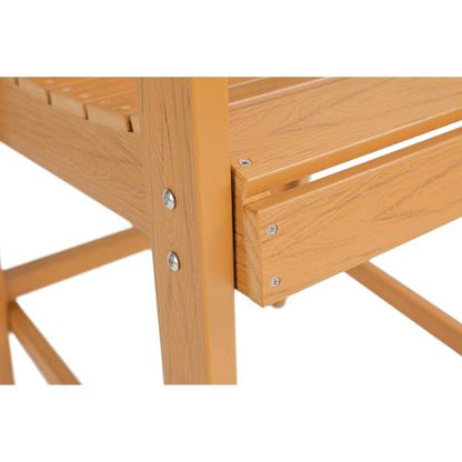 Lounge chair teak color, suitable for all seasons: Outdoor lounge chair, made of sturdy HIPS material, equipped with 304 stainless steel accessories.