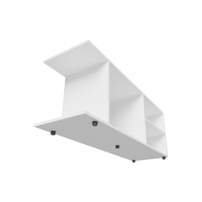 White Compact Barton Entertainment Center with Multi Storage Shelves for Living Room