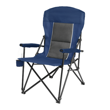 High Back Heavy Duty Lawn Chair Support 250LBS, Portable Collapsible Chair with Cup Holder -Navy blue