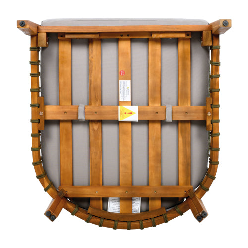 Acacia Wood Outdoor Club Chair with Handwoven Rope Accents & Curved Backrest - Water-Resistant Boho Patio Lounge Chair with Removable Cushions for Porch, Garden