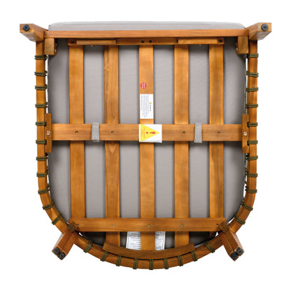 Acacia Wood Outdoor Club Chair with Handwoven Rope Accents & Curved Backrest - Water-Resistant Boho Patio Lounge Chair with Removable Cushions for Porch, Garden