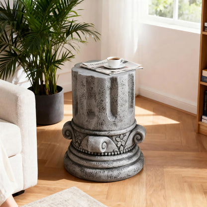 Cement Outdoor End Tables for Patio, GardenAccent Table, Modern Small Round Side Tablefor Outside, Tree Stump Garden Stool DrumTable indoor and Outdoor