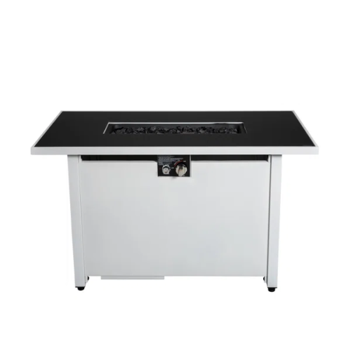 43" Rectangular Fire Pit with Smoked Glass and Metal Frame