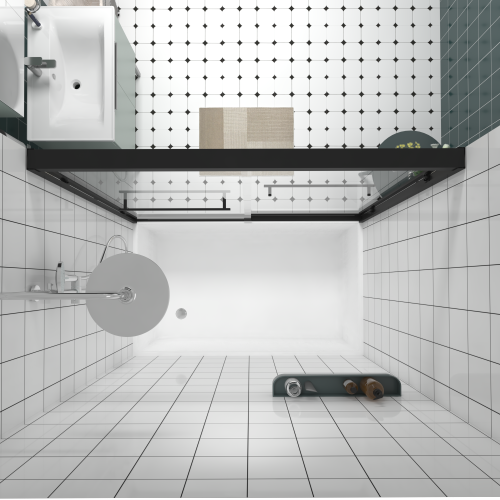 56-60"x58" Aluminum Frame Double Sliding Bathtub Screen,Bypass Bathroom Sliding Door with Premium 1/4" (6mm) Clear Tempered Glass, Black Hardware Sliding Glass Shower Enclosure,Matte Black Finished