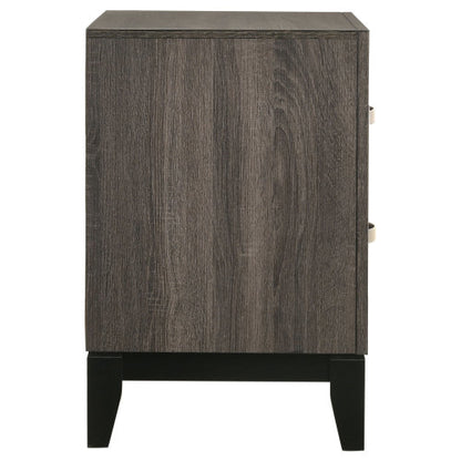 Grey Oak 2-Drawer Nightstand, Modern Bedside Table with Storage Drawers for Bedroom