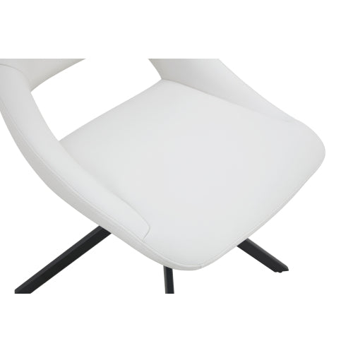 Swivel PU Leather Dining Chairs with Auto-Return, Set of 4, White