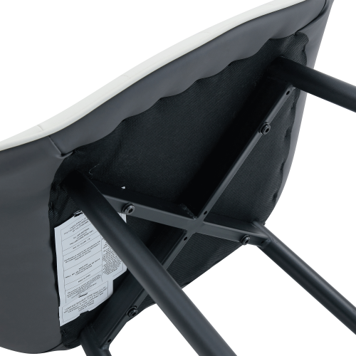 Set of 4 White & Dark Gray Spliced PU Dining Chairs, Integrated Seat & Backrest, Cross Metal Leg Structure with Anti-Slip Feet