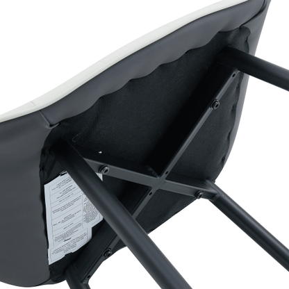 Set of 4 White & Dark Gray Spliced PU Dining Chairs, Integrated Seat & Backrest, Cross Metal Leg Structure with Anti-Slip Feet