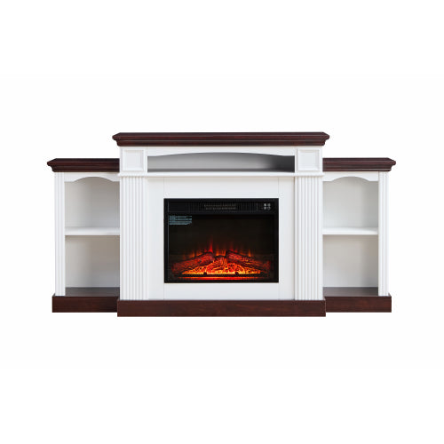 Electric Fireplace TV Stand for 70 inch TV, 23 inch Fireplace with Mantel, Living Room TV Stand with Remote Control