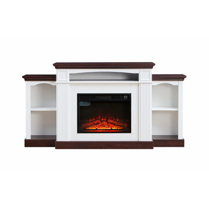 Electric Fireplace TV Stand for 70 inch TV, 23 inch Fireplace with Mantel, Living Room TV Stand with Remote Control