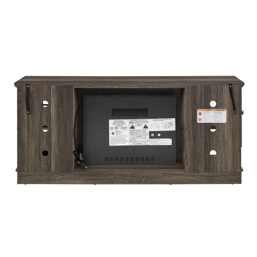 58 Inch Grey Faux Stone Electric Fireplace Media Console 18 inch Heater TV Stand for 65 Inch TV