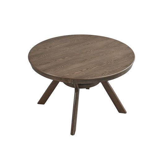 47.24 Inch Round Rubber Wood Dining Table with Pedestal Base