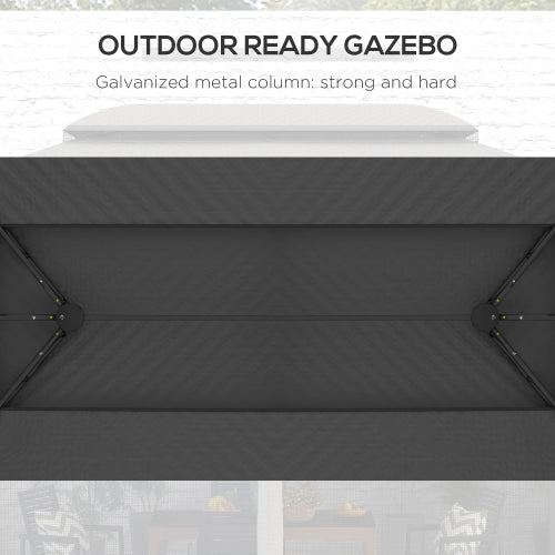 Outsunny 10' x 13' Patio Gazebo, Outdoor Gazebo Canopy Shelter with Netting, Vented Roof, Steel Frame for Garden, Lawn, Backyard, and Deck, Dark Gray