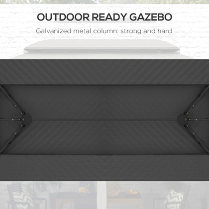 Outsunny 10' x 13' Patio Gazebo, Outdoor Gazebo Canopy Shelter with Netting, Vented Roof, Steel Frame for Garden, Lawn, Backyard, and Deck, Dark Gray