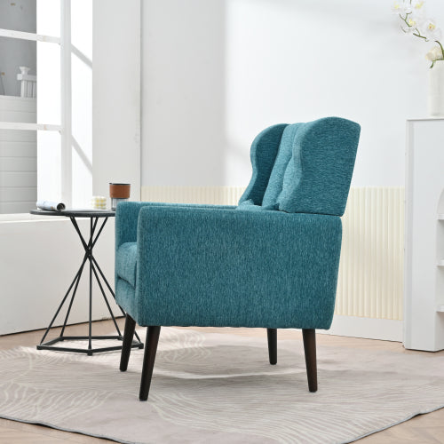 Modern Accent Chair Upholstered Foam Filled Living Room Chairs Comfy Reading Chair Mid Century Modern Chair with Chenille Fabric Lounge Arm Chairs Armchair for Living Room Bedroom (Teal)