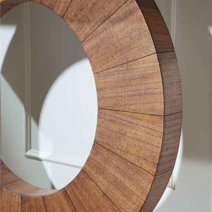53.2in Modern Minimalist Wooden Console Table Circular Base Wooden Console Table  ¨C Elegant Decorative Accent for Entryway, Living Room, and Hallway
