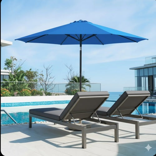 11 Feet Blue Market Patio Umbrella with Crank Lift , Tilt * Ribs, UV-Resistant Canopy for Pool, Backyard & Patio (Without base)