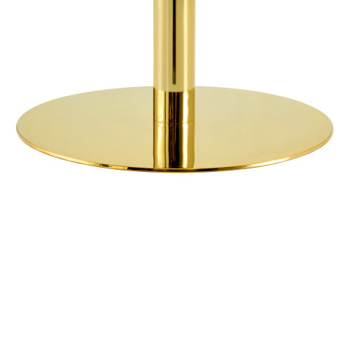 Rock slab circular tabletop non adjustable (39.5 inches high) bar table, bar table with gold legs and base (white+gold)