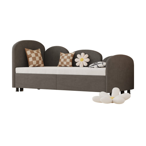 Twin Size Twin Size Bed frames With An Another Bed frame, Velvet Upholstered Daybed, Modern Sofa Bed Daybed Frame for Bedroom Living Room, Suitable for Living Room, Kids Room, Bedroom (Ddry Gray)