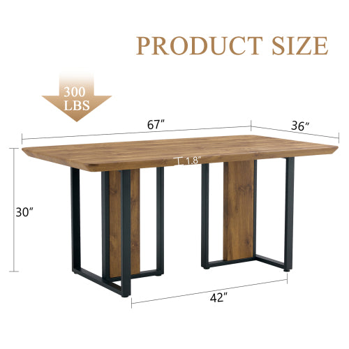 Wood Grain MDF Dining Table with Metal Frame