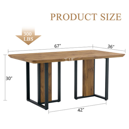 Wood Grain MDF Dining Table with Metal Frame