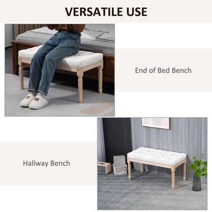 32inch  End of Bed Bench, Upholstered Bedroom Bench, Cream White