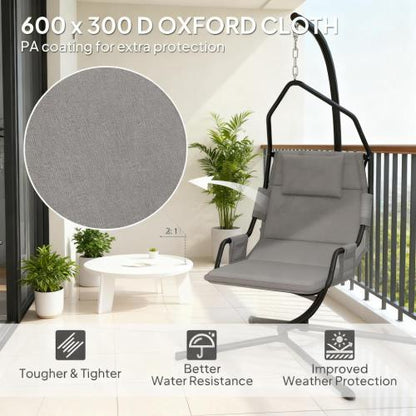 Hanging Swing Chair,Hammock Chair with Stand andCoating Cushion,with Steel Frame for Indoor and Outdoor