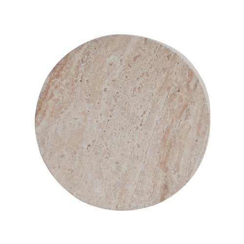 Outdoor/Indoor Lightweight Concrete Side Table With Side Handles,Travertine Finish