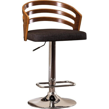 Modern Wood Back Adjustable Swivel Bar Stool with Cushion