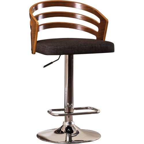 Modern Wood Back Adjustable Swivel Bar Stool with Cushion