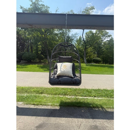 Outdoor garden rattan egg swing chair hanging chair PE hanging chair gray