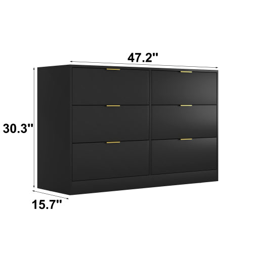 Simply Modern 6-Drawer Dresser, Chest of Drawers for Bedroom, Living Room, Hallway, and Entryway - Large Storage Cabinet Black
