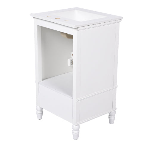 20" Bathroom Vanity with Sink, Bathroom Cabinet with Two Doors, Magnetic Door Stopper and Adiustable Foot Pads, A Drawer, White