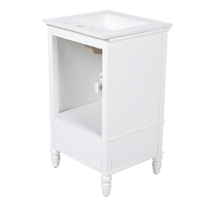 20" Bathroom Vanity with Sink, Bathroom Cabinet with Two Doors, Magnetic Door Stopper and Adiustable Foot Pads, A Drawer, White
