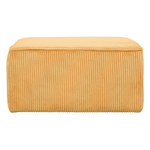 Yellow Corduroy Square Modular Ottoman, Plywood Frame Pocket Coil Footrest for Living Room Sofa Sets