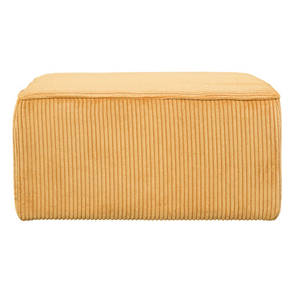 Yellow Corduroy Square Modular Ottoman, Plywood Frame Pocket Coil Footrest for Living Room Sofa Sets