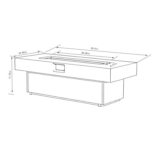 Tabletop Propane Fire Pits, 56 x 23 in, 50,000 BTU outdoor firepit table, Suitable for Outdoor, Patio, Balcony, three height options