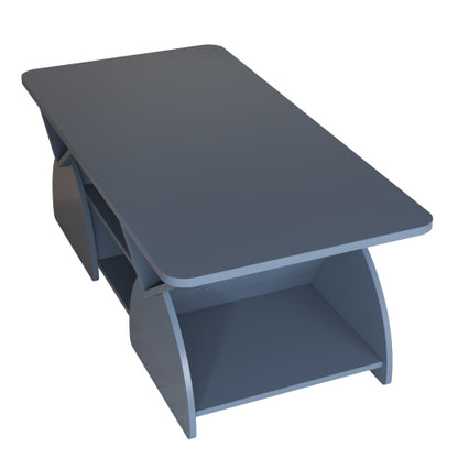 47.24 Inch Rectangular Storage Coffee Table with Rounded Corners, Blue