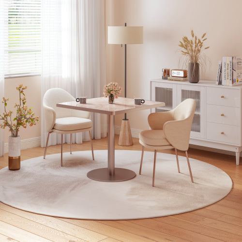 31.5inch Square Modern Tulip Dining Table with Faux Marble Sintered Stone Top