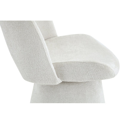 Modern Swivel Dining Chair with Hollow Back Design, Velvet Upholstered Accent Chair, 360¡ã Swivel Metal Base, Off-White, Set of 1