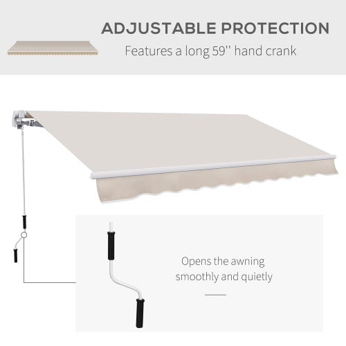 Outsunny 8' x 7' Patio Retractable Awning, Manual Exterior Sun Shade Deck Window Cover, Beige