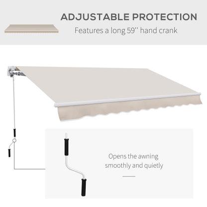 Outsunny 8' x 7' Patio Retractable Awning, Manual Exterior Sun Shade Deck Window Cover, Beige